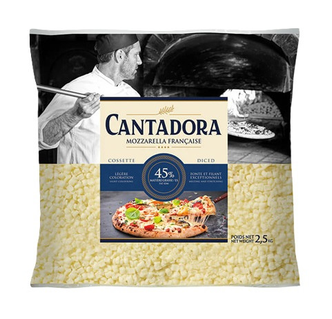 Mozzarella cossette cubetatta 2,5kg 45% CANTA DORA